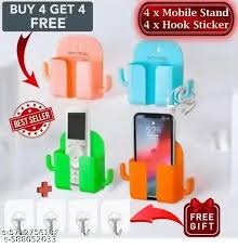 Private Lable 4 Phone holder Wall Hook Mobile Phone Charging Stand multi colour