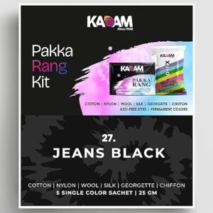 Kadam Pakka Rang Fabric Dye for Clothes Permanent Shade No27 Jeans Black 100g