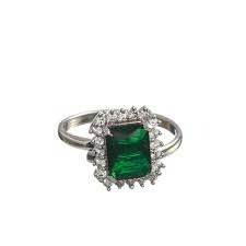 Priyaasi Green Silver Plated Solitaire Ring