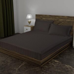 Private Lable Cotton Fitted Bed Sheet for Single Bed with Elastic Deep Pocket2 Pillow Cover brown colour