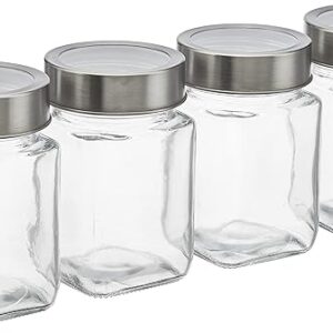 Private Lable Multipurpose Glass Jars with See Through Lids pack of 4