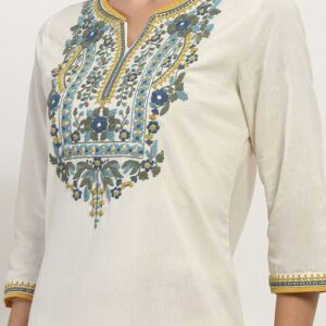 Rangriti OffWhite Cotton Blend Straight Kurta Set for womens size 42