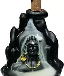 Private Lable Metal Mahadev Shiv Ji Adiyogi Backflow Incense Burner Lord Shiva With Free Of 30 Backflow ConesDhoop Black
