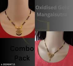 Private Lable Homeistic Applience 2 pcs combo One Gram Gold Oxidised Gold Jewelrys Traditional Temple Jewelry Mangalsutra pack of 2 set