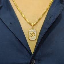 Private Lable Zivia Premium Aum Diamond Pendant and chain with Gold Plated
