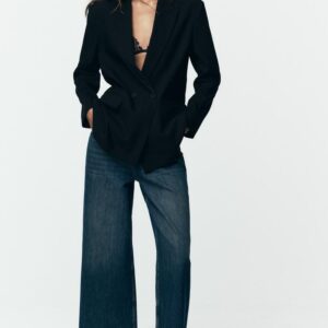 Zera Oversized Double Breasted BlazerBlack For Womens Size L