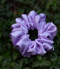 Private Lable Lavender Color Premium Satin Scrunchie Regular Fluffy Size Soft Silky Hair Accessory
