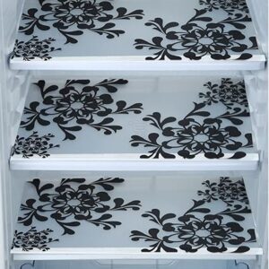 Private Lable Fridge Black Flowers Printed Mats Pack of 4