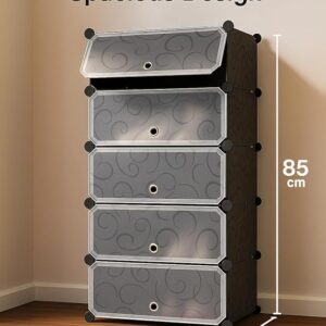 Private Lable MASHUR FAB Shelf Shoe Rack with Door Magnets for Home Storage PP Plastic Box Stand Black