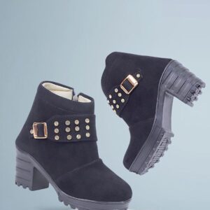 MUKUNDU Girls Ankle Boots with Buckels Black Colour Size 2