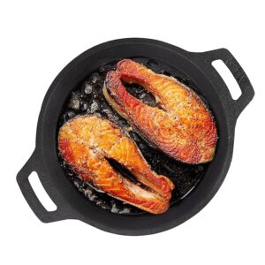 The Indus Valley Preseasoned Cast Iron Fish Fry Pan With Double Handle Black