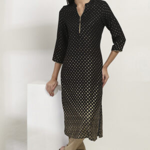 Rangriti Black Printed Straight Kurta for womens size 34