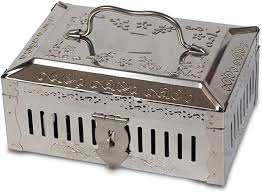 Private Lable Pure Stainless Steel Pan Masala Box 6 Compartments 16 cm x 13 cm x 7 cm Silver