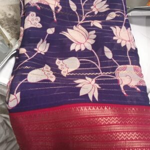 Private Lable womens silk saree purple colour pink border