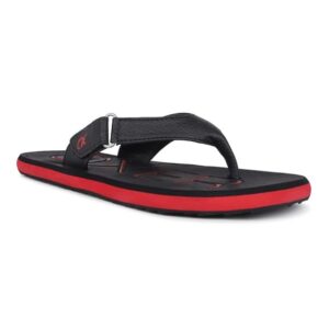 OXER Mens Comfortable FlipFlops with AntiSlip Rubber Sole black red Size 7