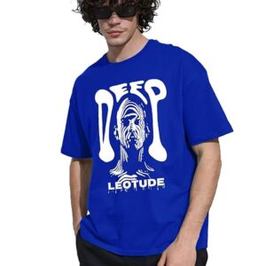 LEOTUDE Men Deep Royal Blue Oversized TShirt Material Cotton Blend Size 3 XL