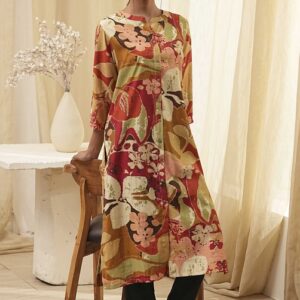 Biba Rust Printed Straight Kurta for womens size 40