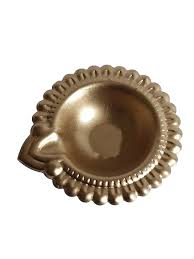 Private Lable Polished Golden Diwali Metal Diya pack of 2 pcs