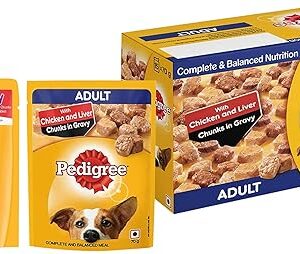 Pedigree Pedigree Adult Wet Dog Food Chicken Liver Chunks in Gravy 70 g Pack of 15