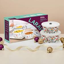 Larah Opalware Helix Klip N Store Round Container Set of 2 for kitchen size 400ml
