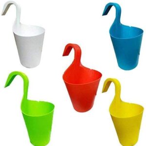 Private Lable Hanging Pots Railing Planters for Balcony pack of 5 multicolour