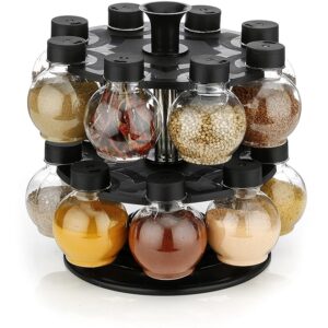 Private Lable Plastic 360 Revolving Tiered Shelf Spice Container Set pack of 16