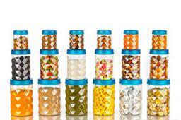 Private Lable Plastic Storage blue lid Jar and Container Set of 18