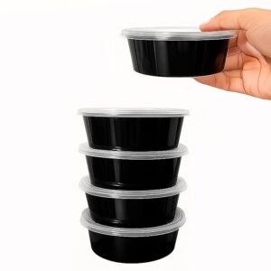Privat Lable 24 Pieces 250 ML Reusable Round Food Container With Lid Black And White