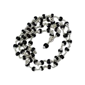 Private Lable Karungali Mala White Metal Flower Capping