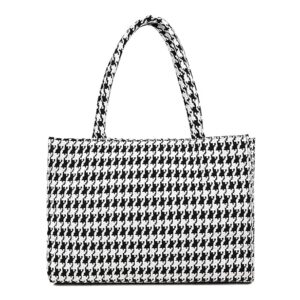 Private Lable Stylish Jute Tote Bag For Office and Laptop Shopping Shoulder Bag For Womens Black And White Colour