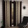 Home Sizzler Abstract 2 Piece Eyelet Polyester Door Curtain Set 7ft Brown