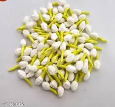 Private Lable Artificial Tissue Jasmine Flower Buds white and yellow 100 pieces Hand made realistic look