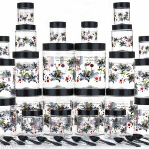 Private Lable 24 Piece Black Flowers Printed Storage box for kitchen