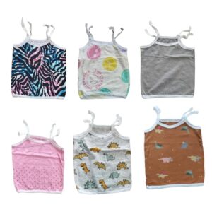 Private Lable Multicolor Sleeveless Printed Baby Tops Pack of 2 Size 8 To 12 Months