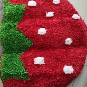 Private Lable Strawberry Shaped Doormat Microfiber Anti Slip Mat for Entrance red colour