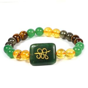 Private Lable Money Magnet Wealth Pyrite Tiger Eye Citrine Green Aventurine Bracelet with Zibu Symbol multi colour