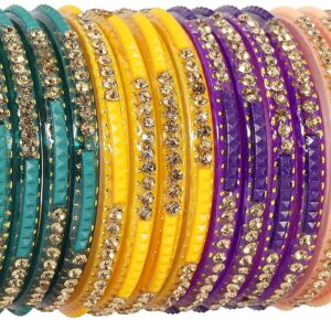 Private Lable worked Glossy Kada Bangle Set For Women and Girls multi colour size 2inch