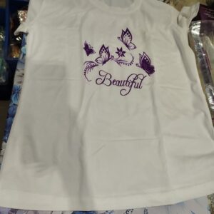 Private Label Graphic Print Women Round Neck Pink TShirt m size white