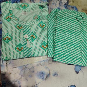 Private Label Aqua green printed kurta set with dupatta green s size