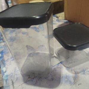 Private Label 6 pic Plastic Transparent Storage Jar and Container Set big size and 6 pic Plastic Transparent Storage Jar and Container Set small