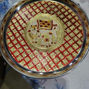 Private Label Puja Celebrations Meenakari Steel Plate 7 inches 1 Multicolor