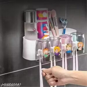 Private Label Toothbrush Holder Wall Mounted with 4 Cups Kids