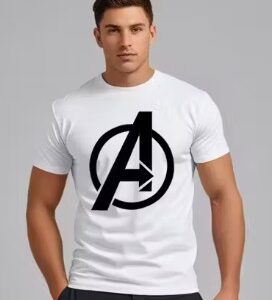 Private Label Men White Polyester Printed TShirt Stylish Superhero Fan Size M White