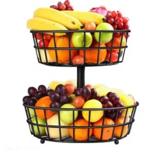 Private Label 2 Tier Fruit Basket Fruit Bowl Vegetable Organizer for Kitchen