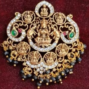 Private LabelASTA LAKSHMI BIG SIZE PENDANT WITH BLACK CRYSTAL BEADS