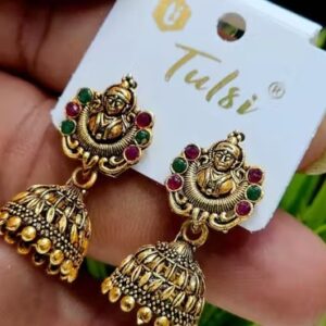 Private Label Tulsi Royal Gold Plated Jhumka Earrings