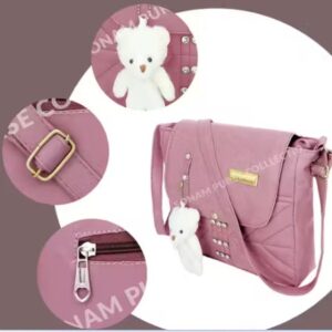 Private Label Women Faux Leather Handbags Zip Pocket Canvas Handbag Brown