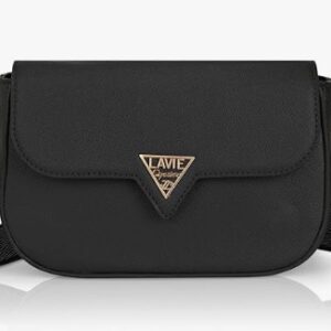 Lavie Signature Womens LS Victoria Flap Crossbody Sling Bag Stylish Shoulder Bag Ladies Purse Handbag Black