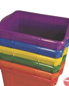 Private Label Bold Colors Plastic Multi Purpose Bins Set of 6