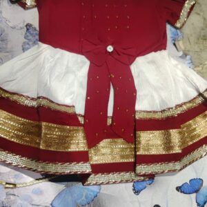 Private Label kids frock maroon and white 18 size